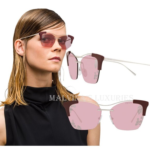 PRADA SUNGLASSES SPR21U 57 TAMPO IBISCUS LENS LIGHT VIOLET BORDEAUX BUTTERFLY - Picture 1 of 11